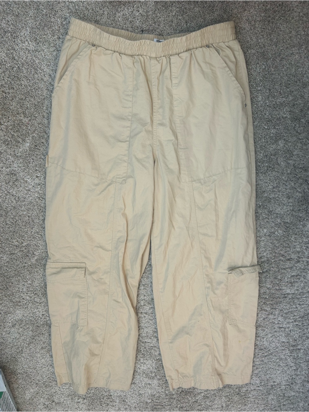 Cotton On Khaki Cargo Pants Wide Leg Utility Parachute Trousers Size 10 / US 10